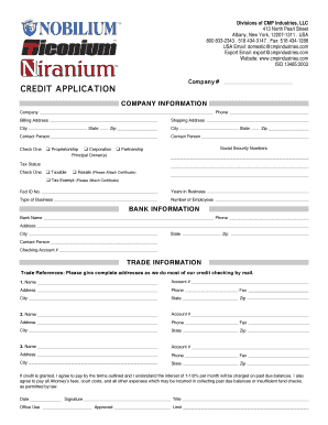 CMP Industries Credit Application