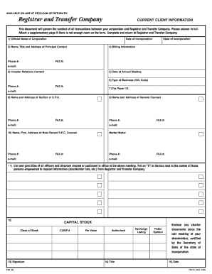 Corporate Information Form