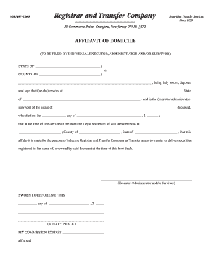 Affidavit of Domicile for Securities Transfer