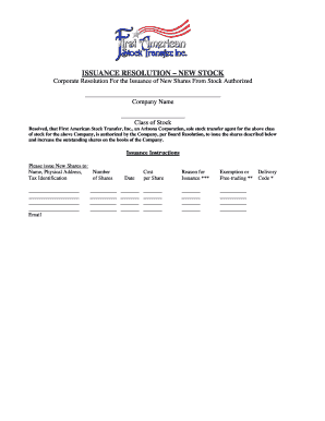 Corporate Resolution for Issuance of New Shares