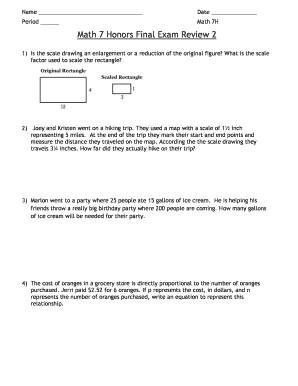 Math 7 Honors Final Exam Review