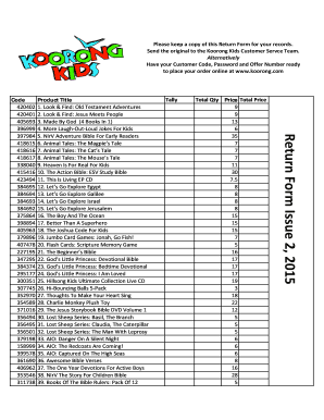 Koorong Kids Return Form