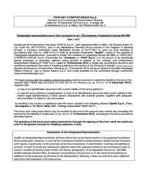 YOOX NET-A-PORTER Shareholders Proxy Form