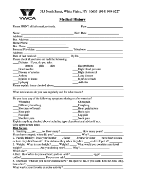 Medical History Form