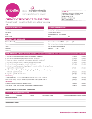 Outpatient Treatment Request Form