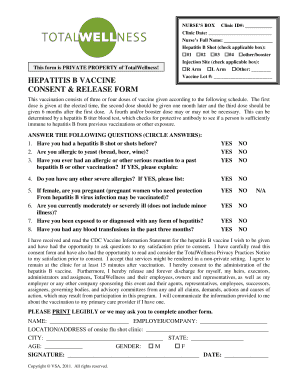 Hepatitis B Vaccine Consent Form