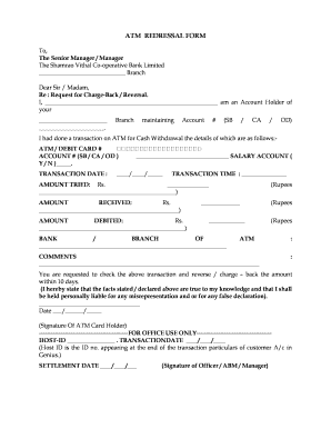 ATM Redressal Form