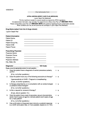 Prior Authorization Form for Lupron Depot-Ped (Medicaid)