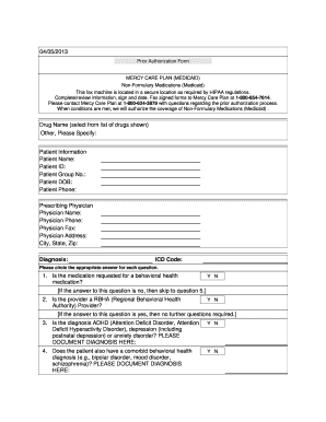 Mercy Care Plan Prior Authorization Form