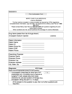 Mercy Care Plan Prior Authorization Form