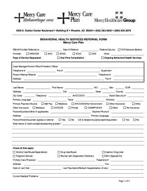 Behavioral Health Services Referral Form