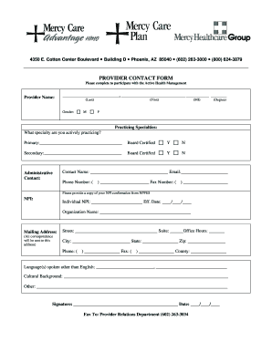 Provider Contact Form