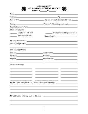 4-H Member's Annual Report