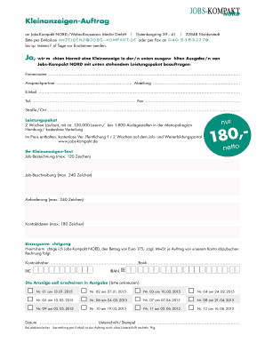 An JobsKompakt NORDWolterRousseaux Media GmbH Gutenbergring 39 41 22848 Norderstedt - jobwoche