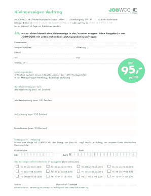 Kleinanzeigen-Auftrag JOBWOCHE