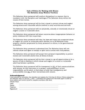 Code of Ethics for Working with Minors