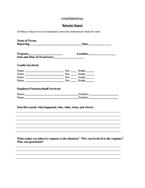Behavior Incident Report Form