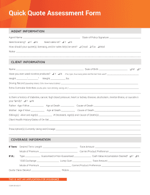 Quick Quote Assessment Form