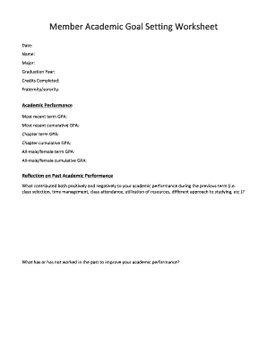 Academic Goal Setting Worksheet