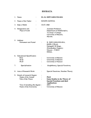 Academic Biodata Form