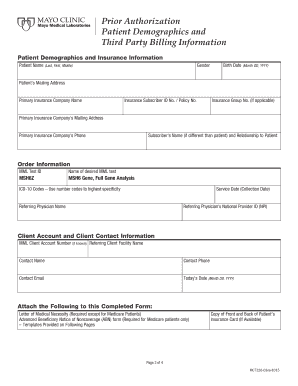 Lynch Syndrome MSH6 Gene Full Gene Analysis Prior Authorization Form