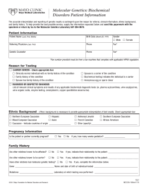 Molecular Genetics Biochemical Disorders Patient Information