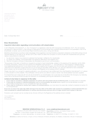 Redefine International Shareholder Communication Consent