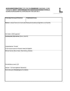 Aushubinformation für eine Kleinmenge