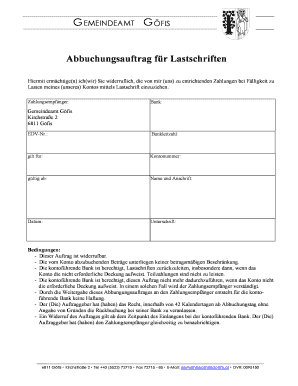 Abbuchungsauftrag für Lastschriften