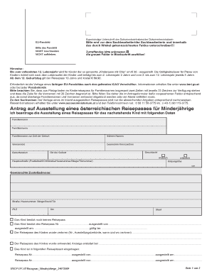 Antrag auf Ausstellung eines österreichischen Reisepasses für Minderjährige