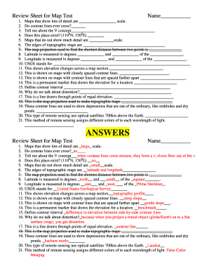 Map Test Review Sheet