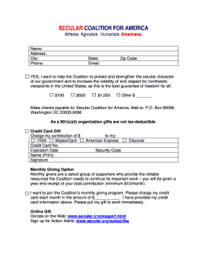 Secular Coalition for America Donation Form