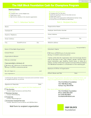 H&R Block Foundation Volunteer Form