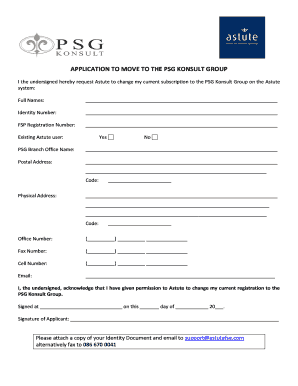 Application to Move to PSG Konsult Group