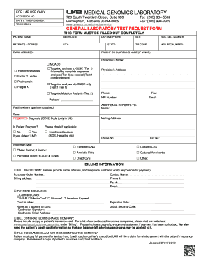 Medical Genomics Lab Test Request Form
