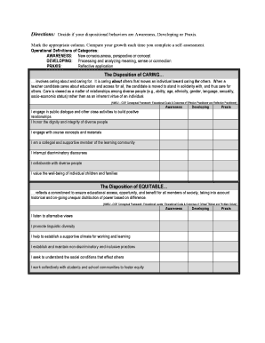 Teacher Disposition Self-Assessment Form