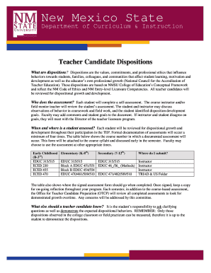 Teacher Candidate Dispositions Assessment Form