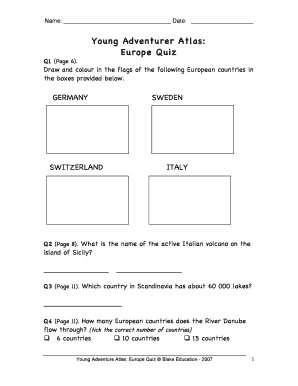 Young Adventurer Atlas Europe Quiz