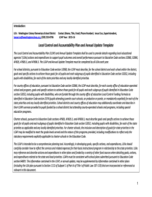 California Local Control and Accountability Plan Template