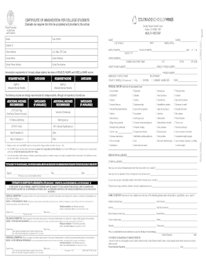 Certificate of Immunization for College Students