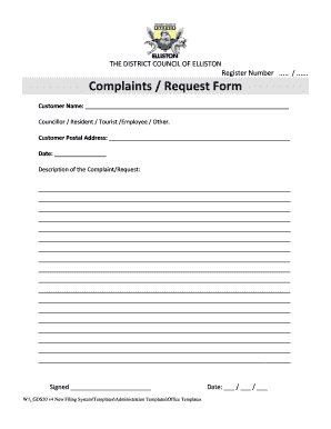 Elliston District Council Complaints Request Form