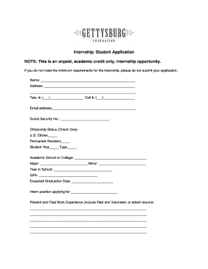 Student Internship Application Form