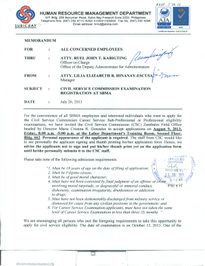 Civil Service Commission Examination Application