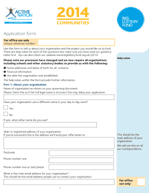 UK Big Lottery Fund Application Form