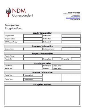 Correspondent Exception Form