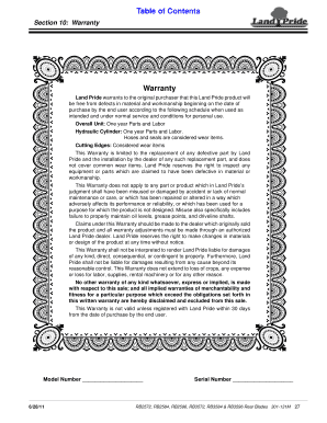 Land Pride Product Warranty