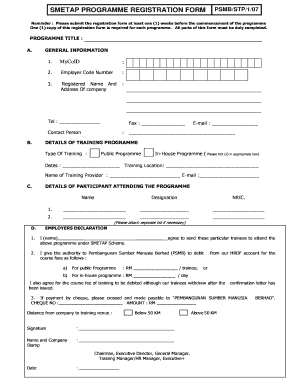 SMETAP Programme Registration Form