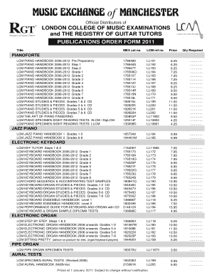 London College of Music Publications Order Form