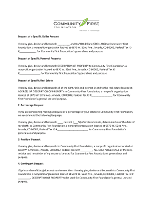 Charitable Bequest Form