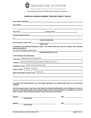 Parental Consent Form and Liability Waiver